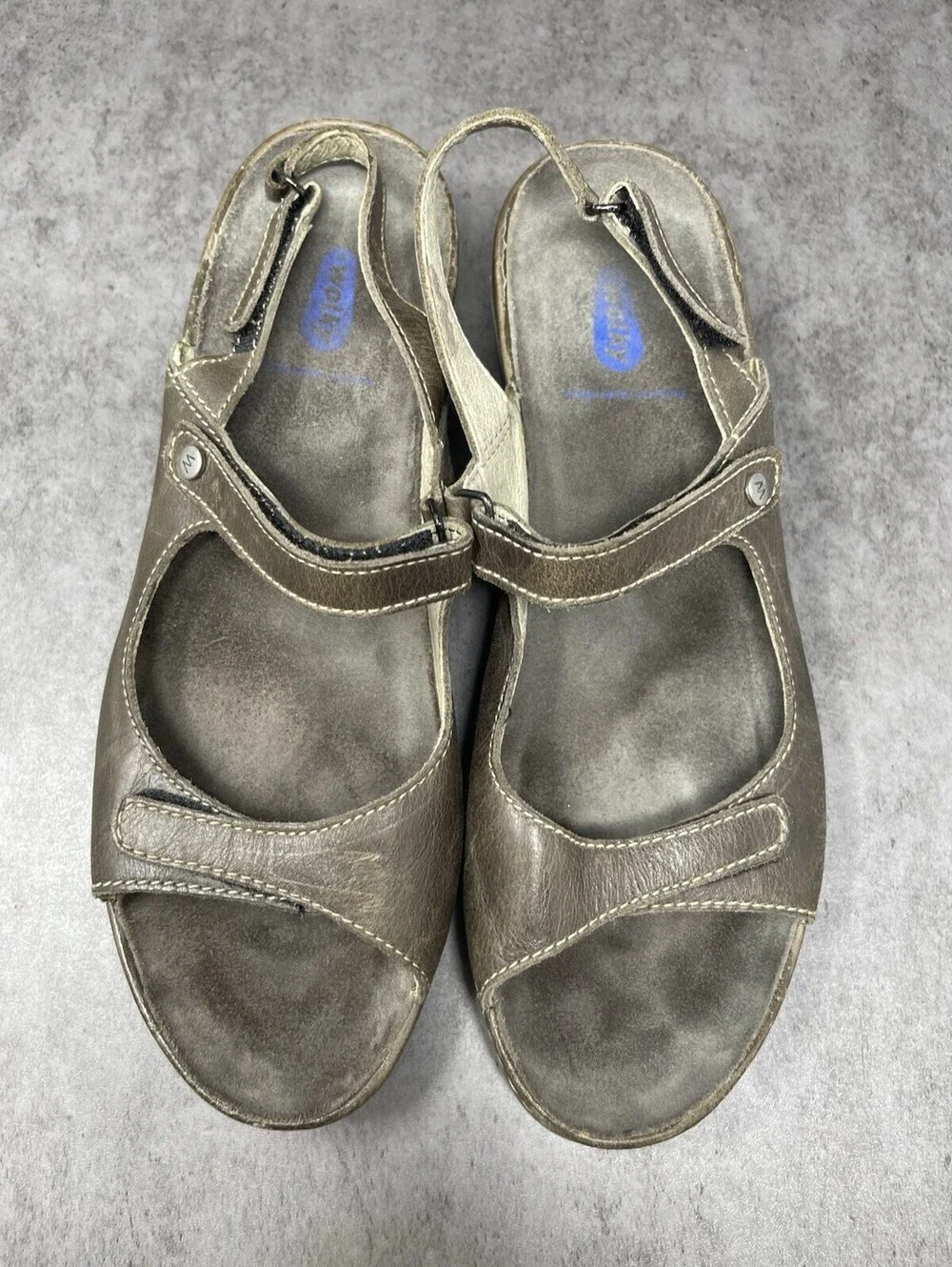 Wolky Tsunami Wedge Sandals Womens Size 12 (43) Inox Leather Strap